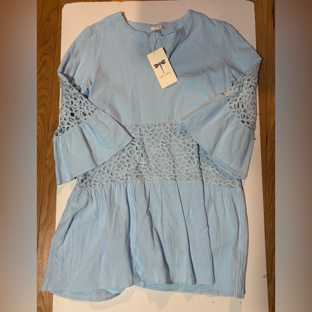 Tyler Boe Sky Blue Lace-Trimmed Izzy‎ Eyelet Topper